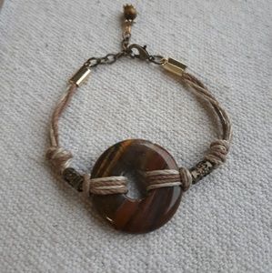 Clearance Sale! Gold and red donut hemp bracelet
